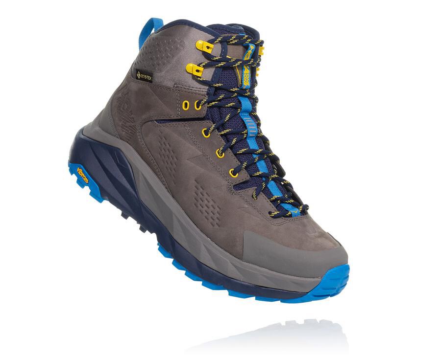 Hiking Boots Mens - Hoka One One Kaha GORE-TEX - Grey/Blue - FTKWXLD-04